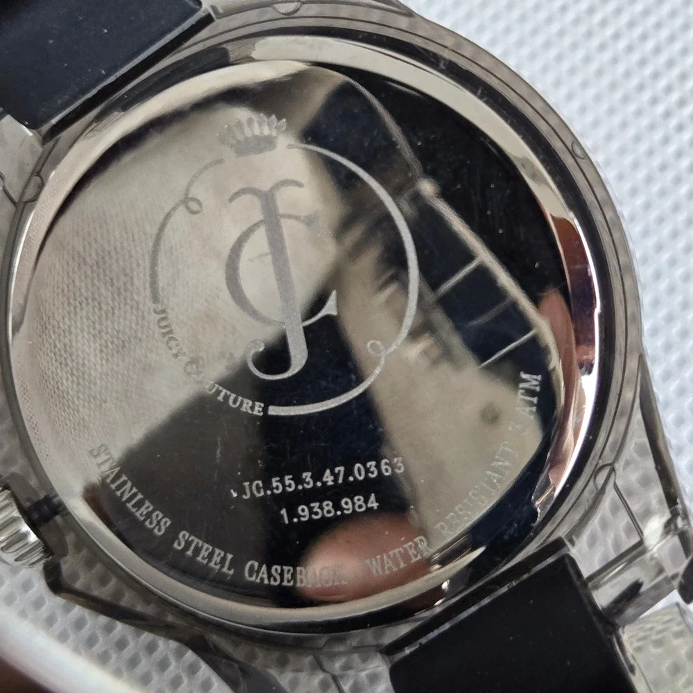 Juicy Couture Womens Rich Watch 1900870 Black Clear Link Band NWT 6.5